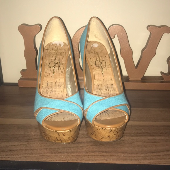 Jessica Simpson Shoes - Jessica Simpson Teal wedges- 6